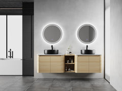 72'' Wall-Mounted Bathroom Vanity With Ceramic Art Sink, and 1-Storage Shelves, 4-Soft-Close Door, KD-Packing, Plywood