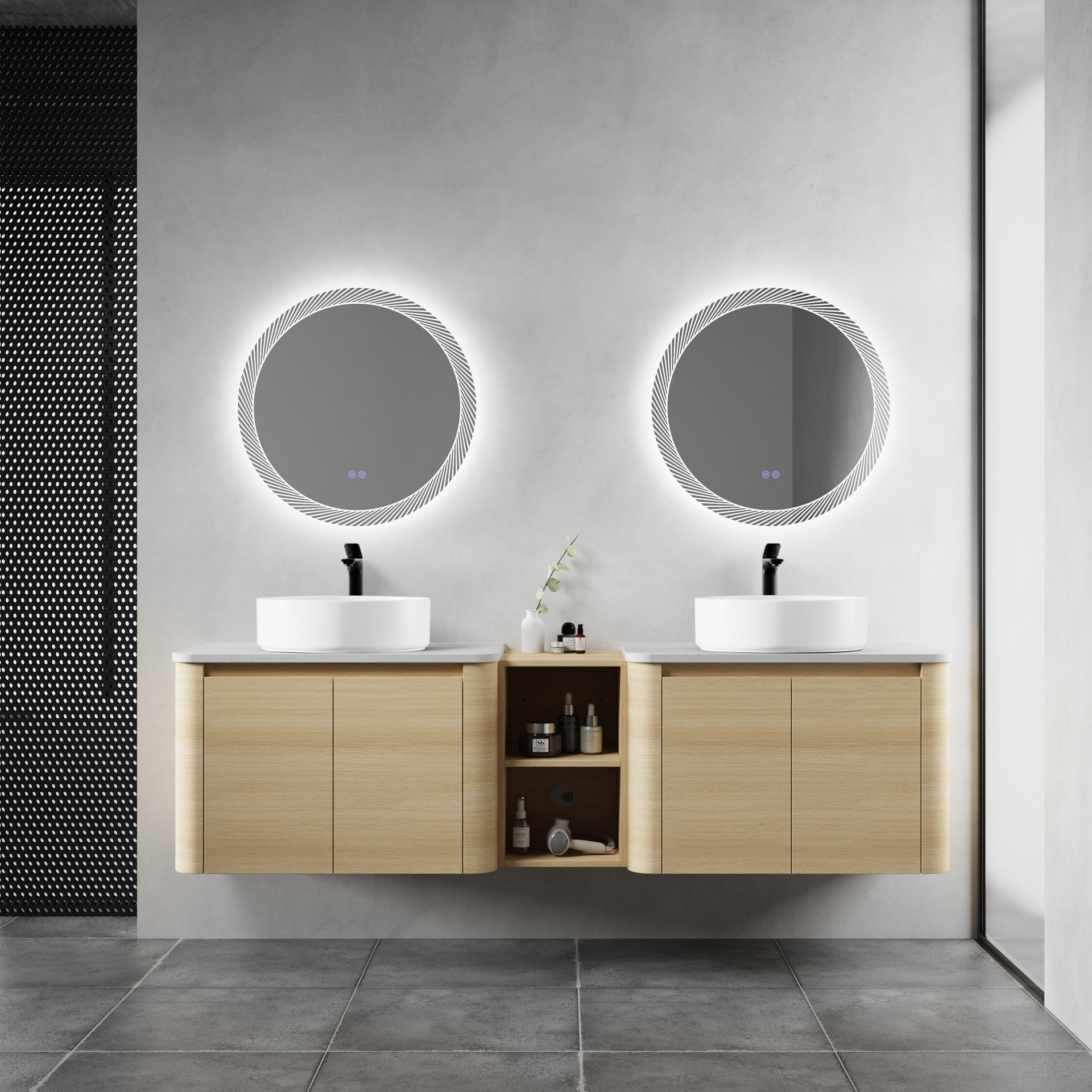 72'' Wall-Mounted Bathroom Vanity With Ceramic Art Sink, and 1-Storage Shelves, 4-Soft-Close Door, KD-Packing, Plywood