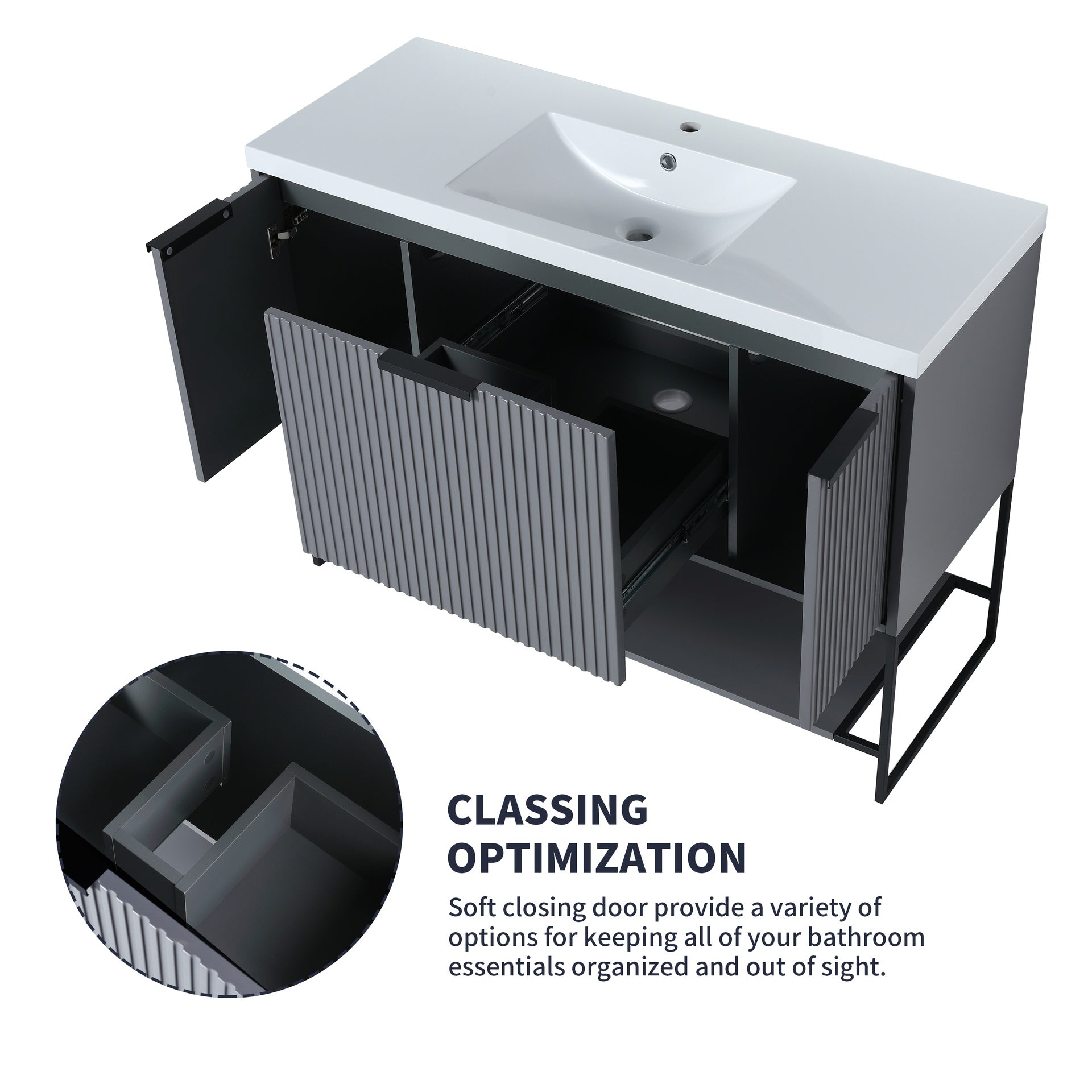 48 Inch Freestanding Bathroom Vanity With Resin Basin,48x18 (W99951397)