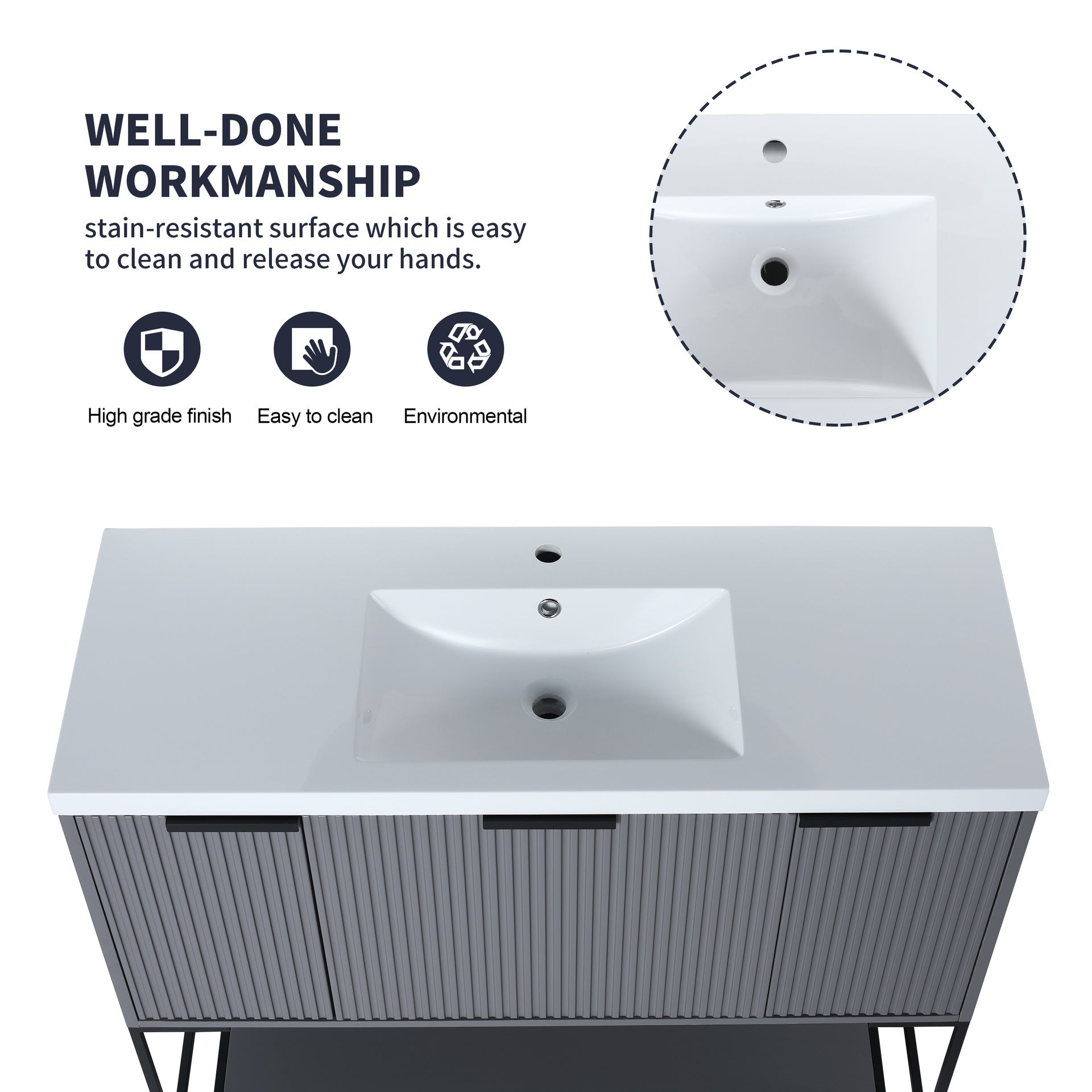 48 Inch Freestanding Bathroom Vanity With Resin Basin,48x18 (W99951397)