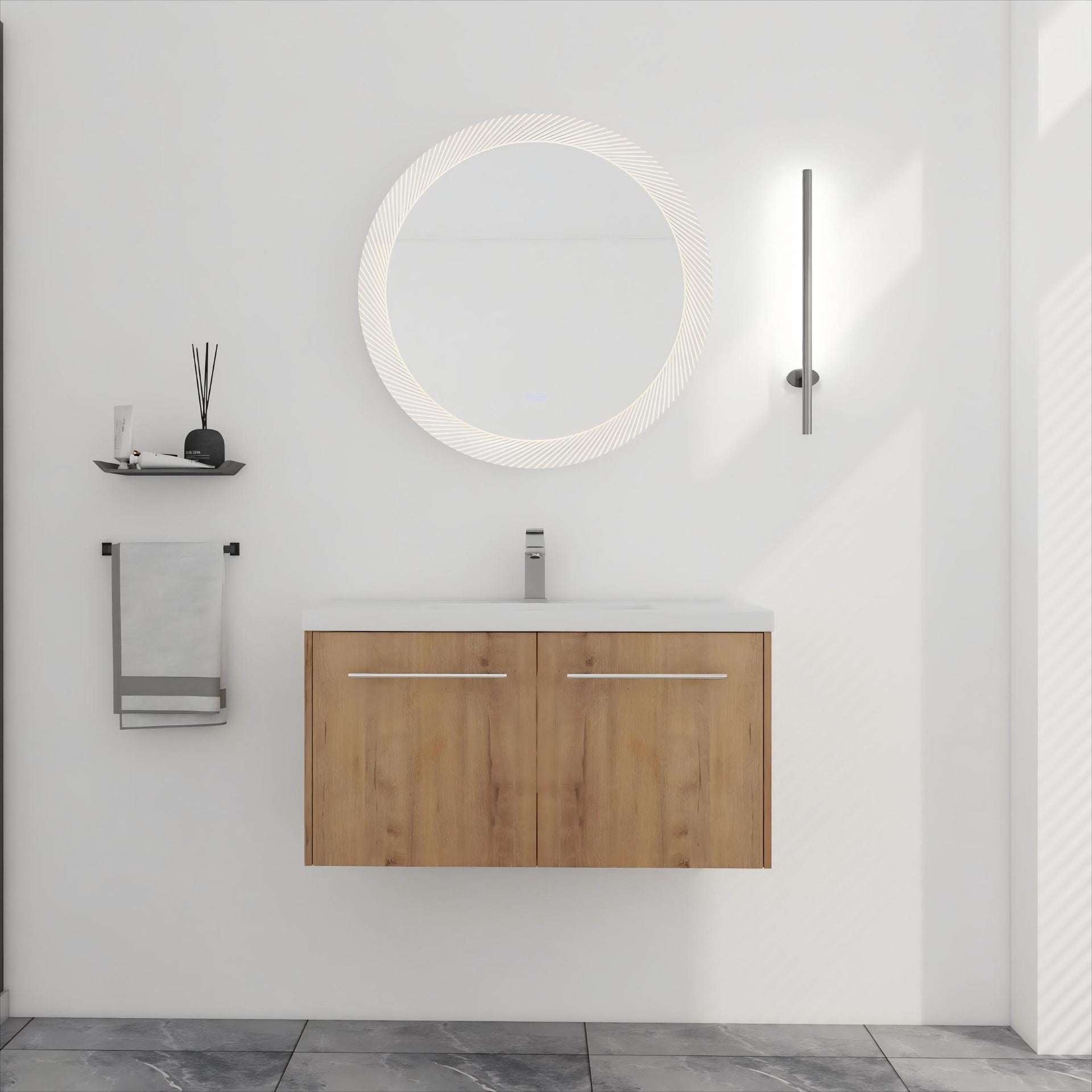 36 Inch Bathroom Cabinet With Sink,Soft Close Doors,Float Mounting Design(KD-Packing)
