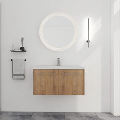 36 Inch Bathroom Cabinet With Sink,Soft Close Doors,Float Mounting Design(KD-Packing)