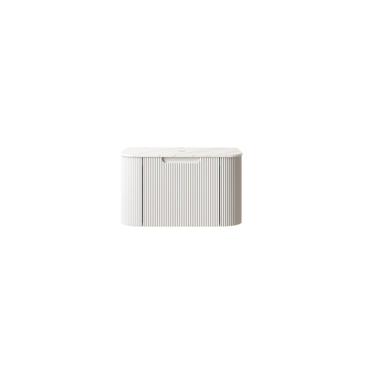 DINA 24'' Wall Mounted Plywood Cabinet with Carrara White Sintered Stone Countertop, One Drawer, NO Basin, NO Faucet and Drain, White Color (New SKU)