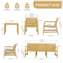Holiday - 5-Piece Indoor/Outdoor Furniture Set - 3-Seater Sofa ,2 Chairs & 2 Coffee Tables Waterproof PP Material - Easy Assembly Patio Conversation Set (Yellow)