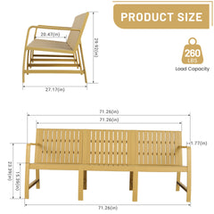 Holiday - 1-Piece Indoor/Outdoor Furniture 3-Seater Sofa Waterproof PP Material  - Easy Assembly Patio Conversation Set (Yellow)
