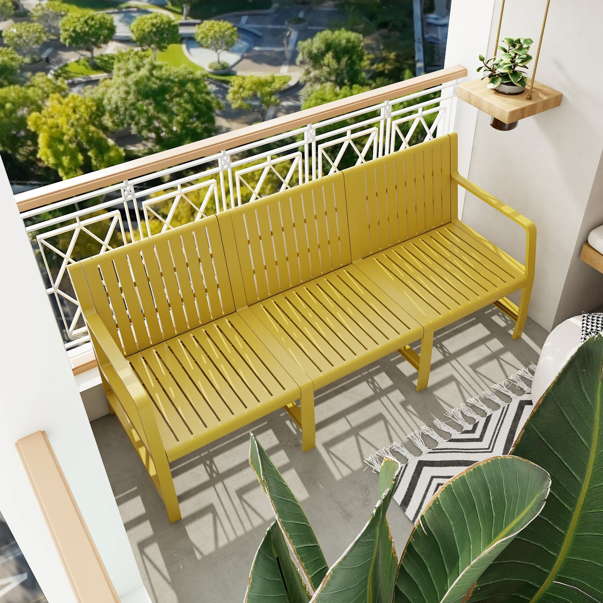 Holiday - 1-Piece Indoor/Outdoor Furniture 3-Seater Sofa Waterproof PP Material  - Easy Assembly Patio Conversation Set (Yellow)
