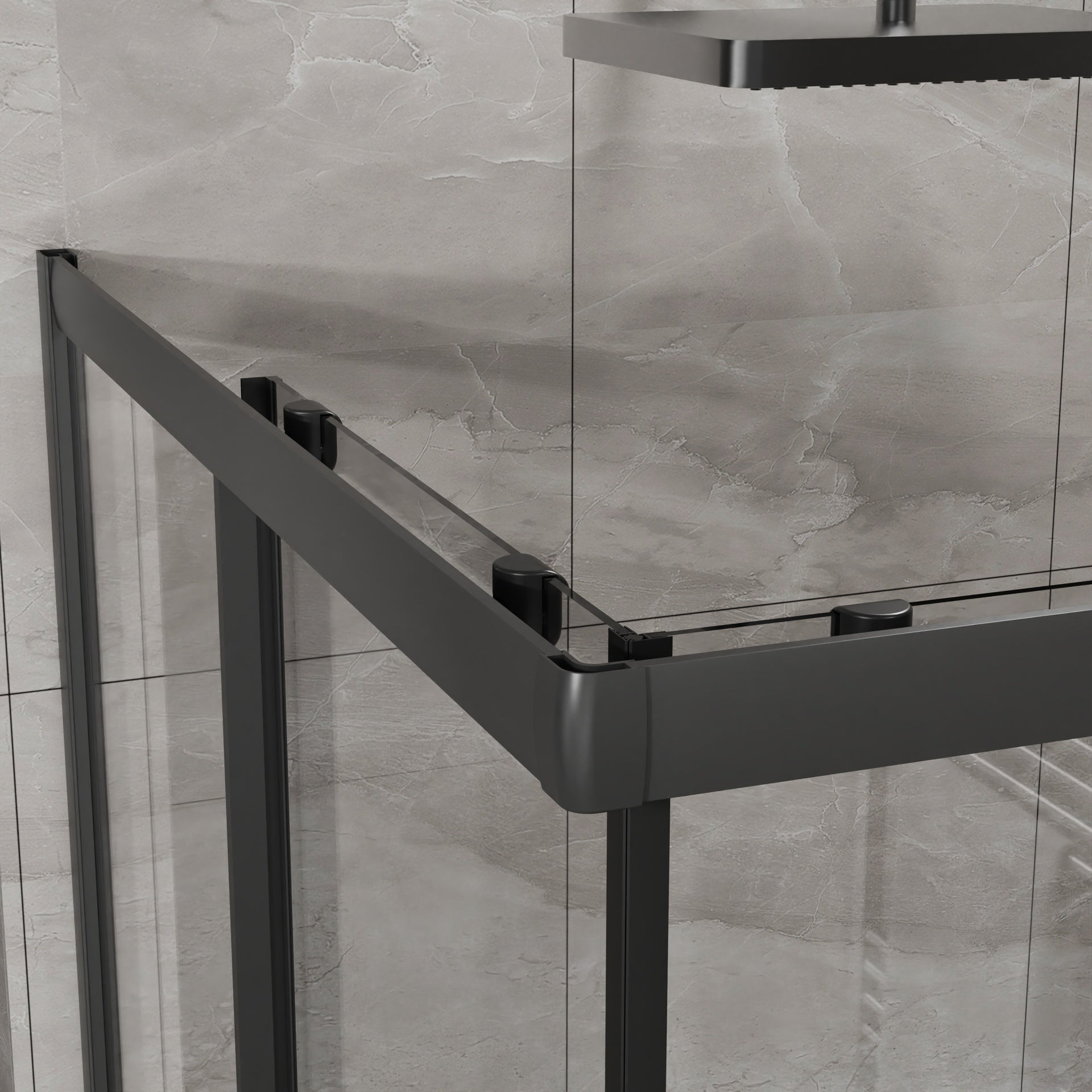 Goodyo Corner Shower Enclosure 36 in.D x 36 in. W x 72 in. H, Sliding Shower Door with Black Shower Base, Shower Stall with 1/4 in Clear Tempered Glass, Easy Clean