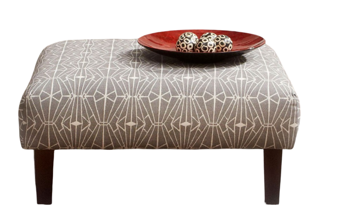 Contemporary style Square Upholstery Ottoman Triangle Pattern With High Density Foam Cushion Neutral Finish