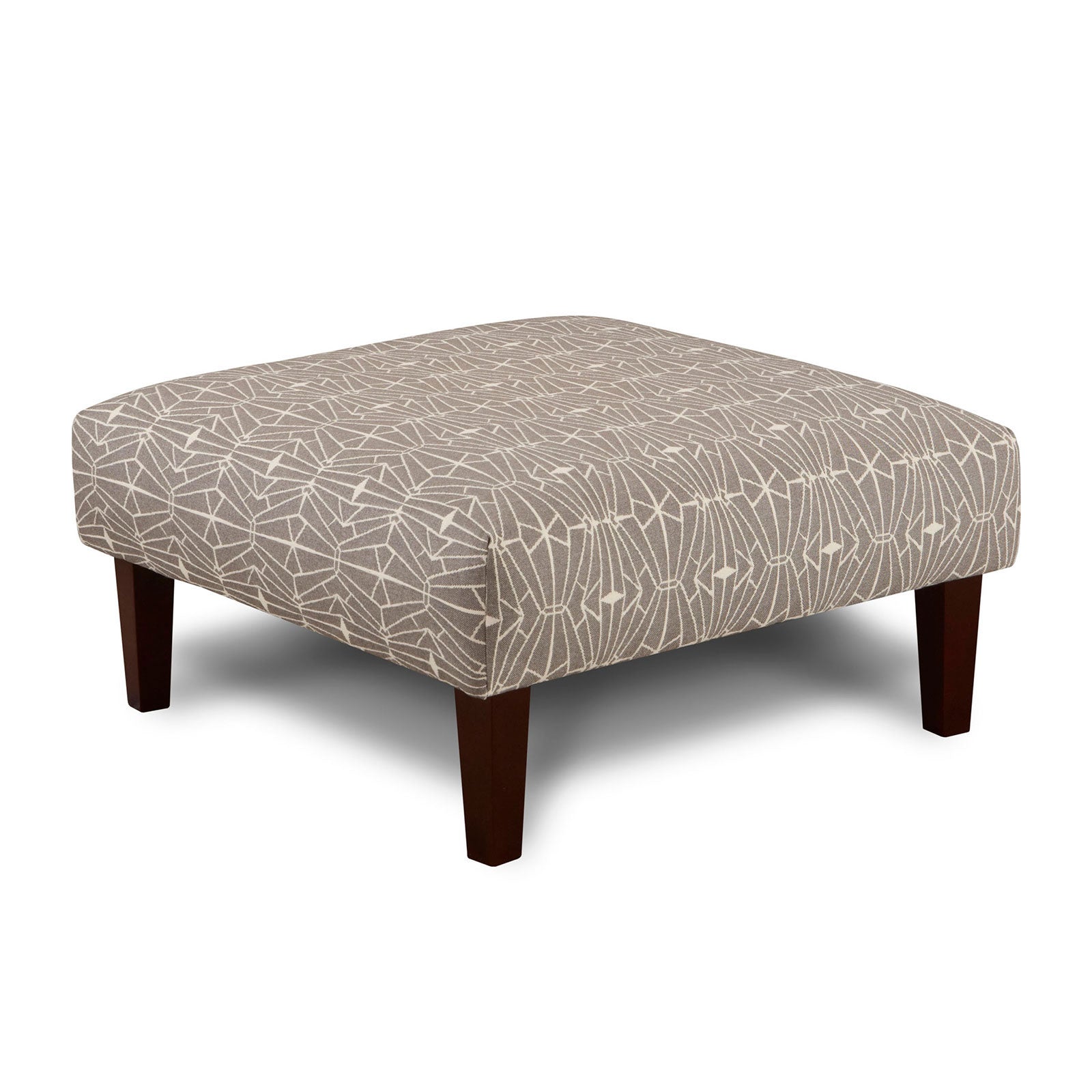 Contemporary style Square Upholstery Ottoman Triangle Pattern With High Density Foam Cushion Neutral Finish
