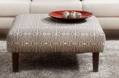 Contemporary style Square Upholstery Ottoman Triangle Pattern With High Density Foam Cushion Neutral Finish