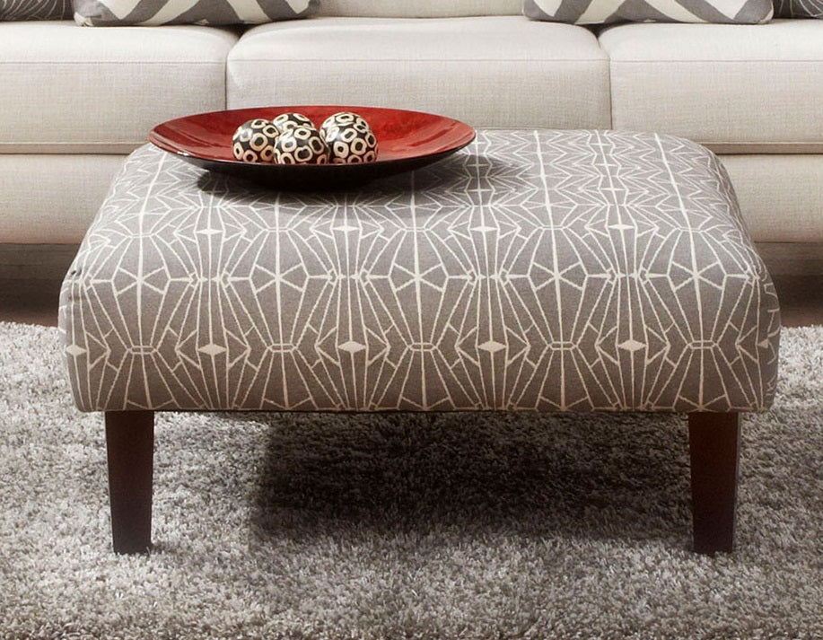 Contemporary style Square Upholstery Ottoman Triangle Pattern With High Density Foam Cushion Neutral Finish