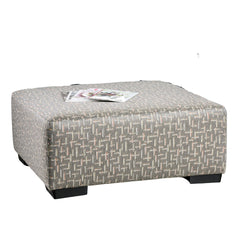 Gray Finish Transitional Style Upholstery Ottoman Block Legs Box Cushion And Medium Density Foam