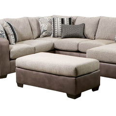 Upholstery Ottoman Contemporary Style Brown And Light Brown Finish Two Tone And Tapered Plastic Legs