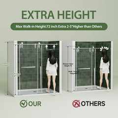 44"-48" W x 76" H Frameless Sliding Shower Door, Chrome Shower Screen, 5/16" (8mm) Clear Tempered Glass With Explosion-proof Film