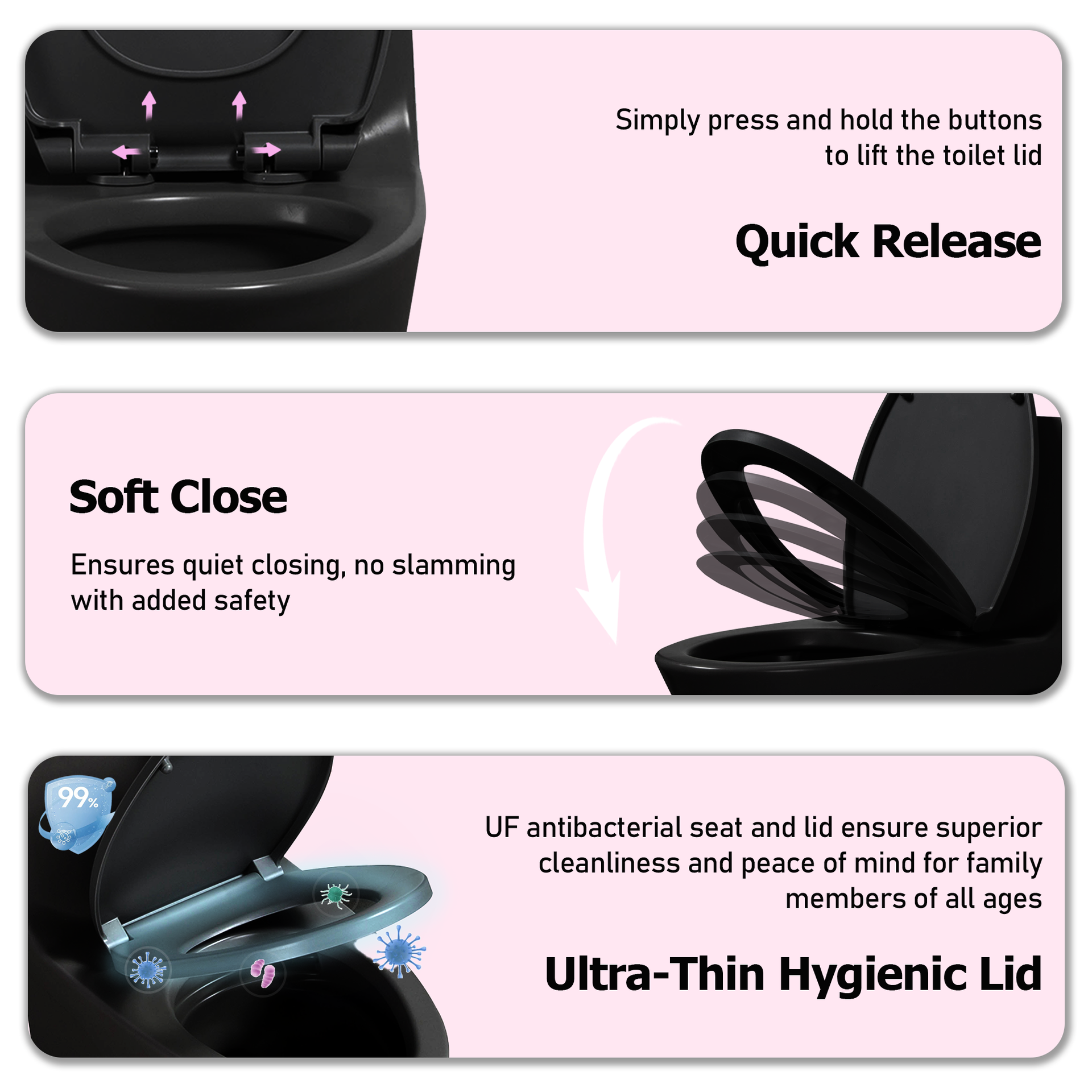 1.1/1.60 GPF Dual-Flush One Piece Toilet, Water-Saving Elongated Comfort Height Floor Mounted, Soft Closing Seat, 1000 Gram Map Flushing Score Toilet, Matte Black CM-24T02-MB