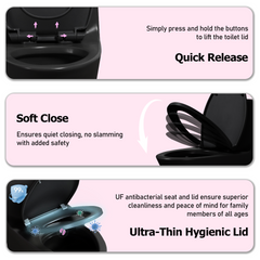 1.1/1.60 GPF Dual-Flush One Piece Toilet, Water-Saving Elongated Comfort Height Floor Mounted, Soft Closing Seat, 1000 Gram Map Flushing Score Toilet, Matte Black CM-24T02-MB