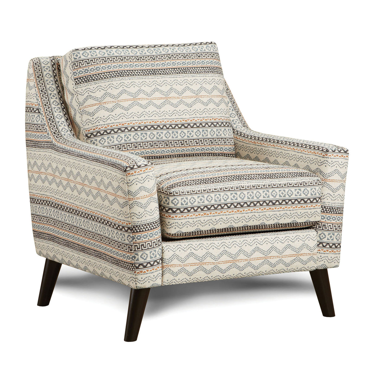 Transitional Style 1pc Chair Woven Fabric Wooden Legs Sloping Arms Gel Foam Padded Multi Finish