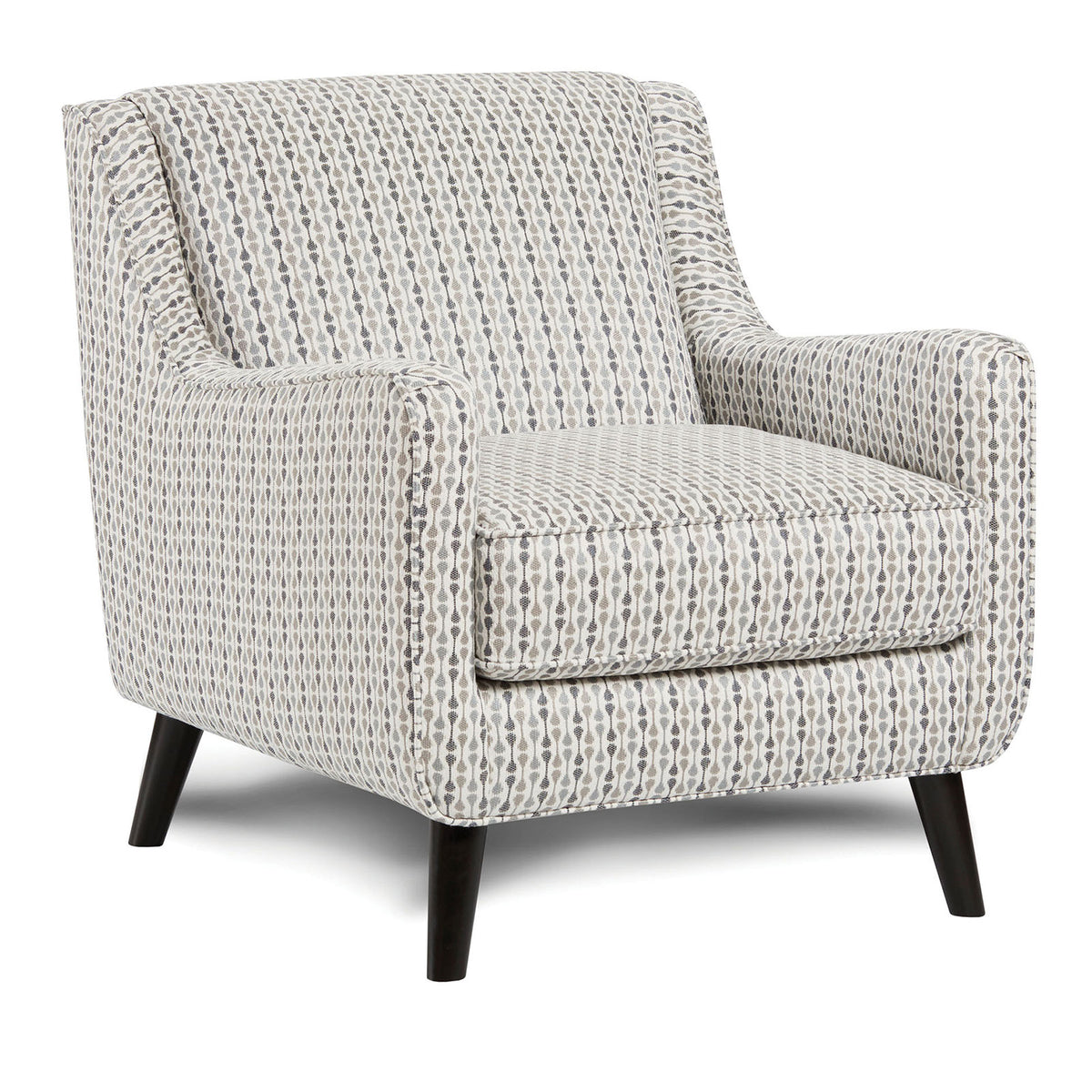 Soft Weave Fabric Upholstered Chair Round Angled Feet Sloping Track Arms Multi Finish Primary Living Space