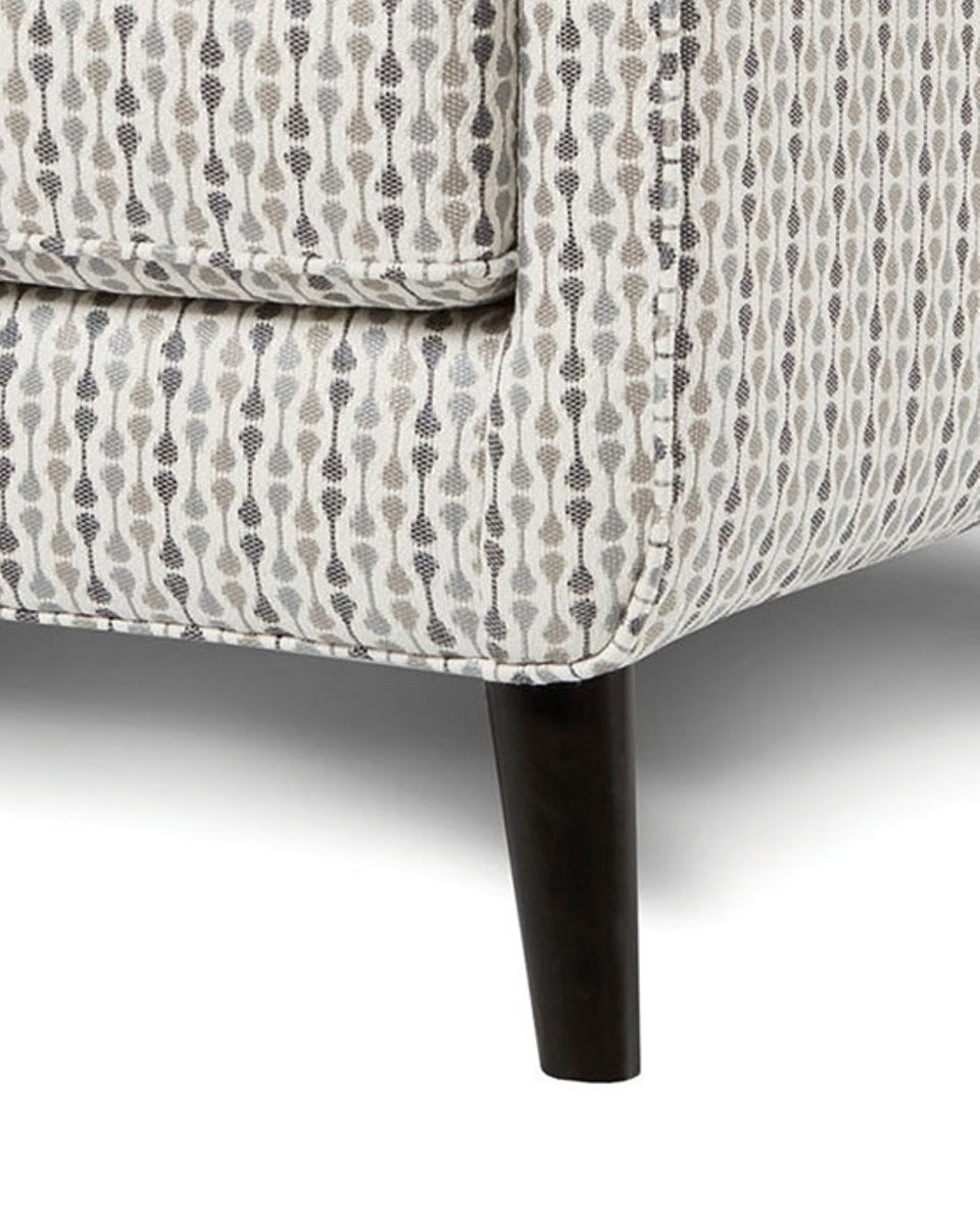 Soft Weave Fabric Upholstered Chair Round Angled Feet Sloping Track Arms Multi Finish Primary Living Space