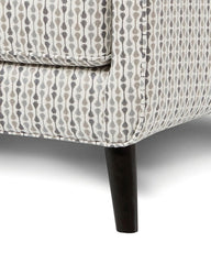 Soft Weave Fabric Upholstered Chair Round Angled Feet Sloping Track Arms Multi Finish Primary Living Space