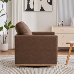 30.7"W Upholstered Square Swivel Accent Chair and Comfy Accent Single Sofa Chair, 360 Degree Club Chair, Lounge Armchair for Living Room Bedroom Apartment Nursery.Coffee PU