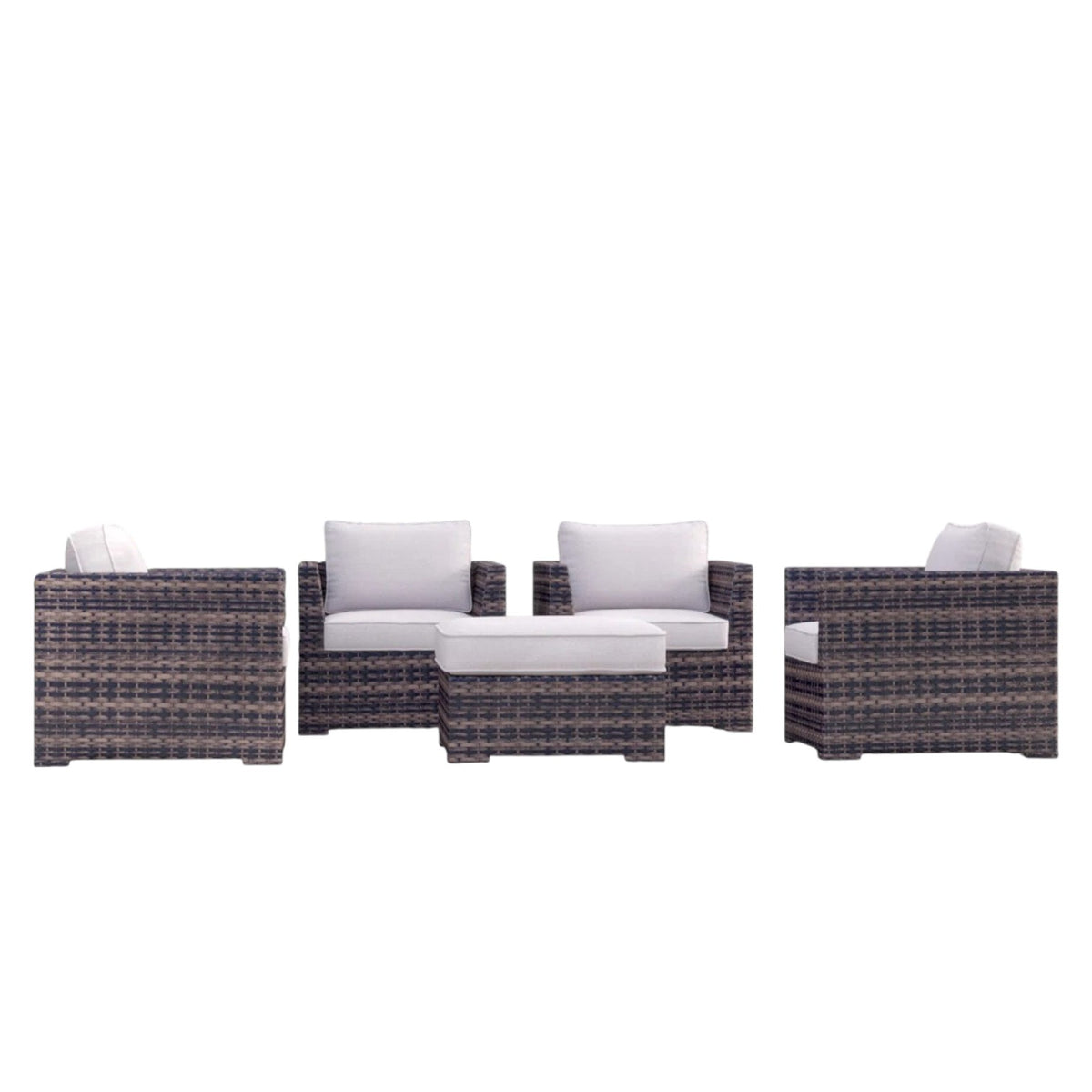 Fully Assembled Patio Chair Set with Cushions & Ottomans (5 Pieces)