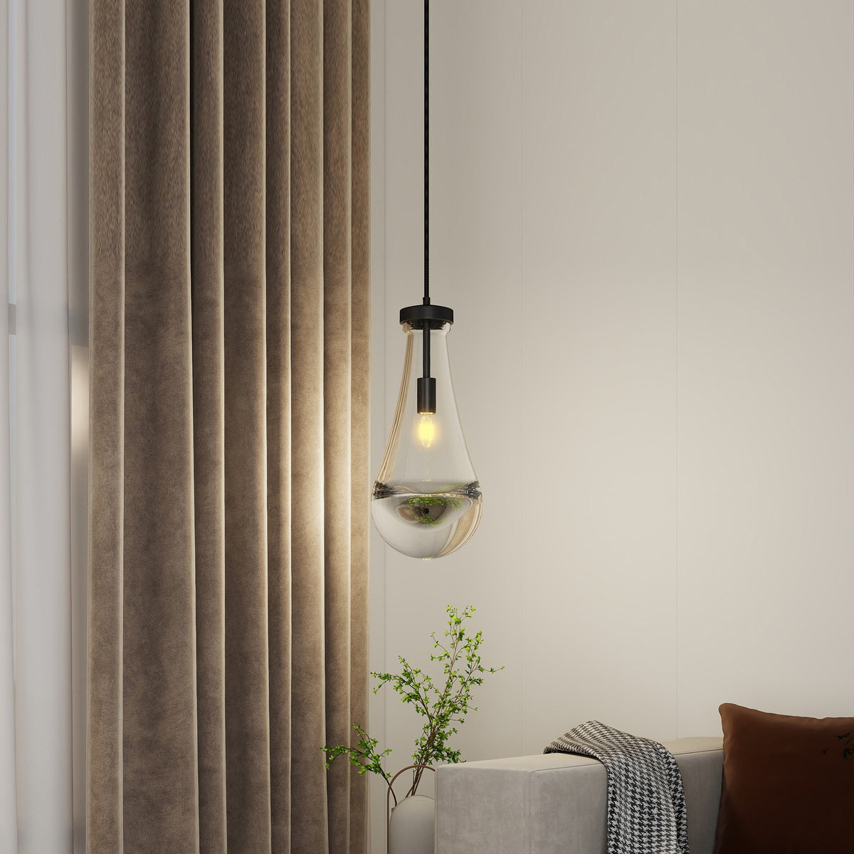 Raindrop Pendant Lights, Modern Black Pendant Lights for Kitchen Island, Dining Room Light Fixture Raindrop Chandelier, Chandelier for Living Room Hallway,Not including The Bulb