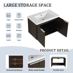 72 Inch Soft Close Doors Bathroom Vanity With Sink, A Small Storage Shelves, 30" and 12" Combination Cabinet,(KD-Packing)