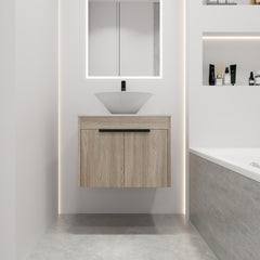 24 " Modern Design Float Bathroom Vanity With Ceramic Basin Set,  Wall Mounted White Oak Vanity  With Soft Close Door,KD-Packing,KD-Packing,2 Pieces Parcel(TOP-BAB217MOWH)