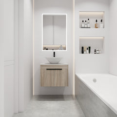 24 " Modern Design Float Bathroom Vanity With Ceramic Basin Set,  Wall Mounted White Oak Vanity  With Soft Close Door,KD-Packing,KD-Packing,2 Pieces Parcel(TOP-BAB217MOWH)
