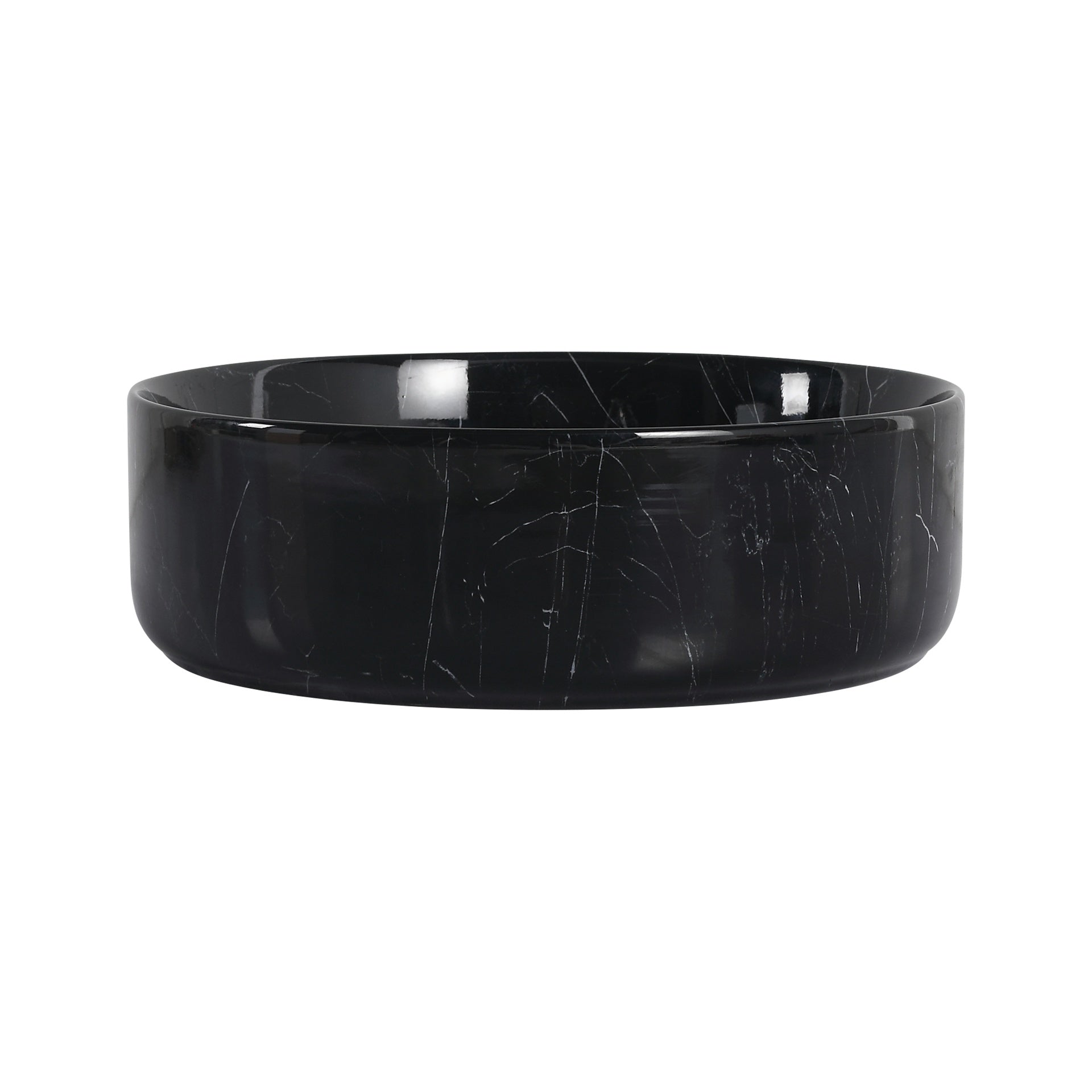Ceramic Round Above Counter Bathroom Sink Art Basin, Black Background With White Patterns (UNOR B RR)