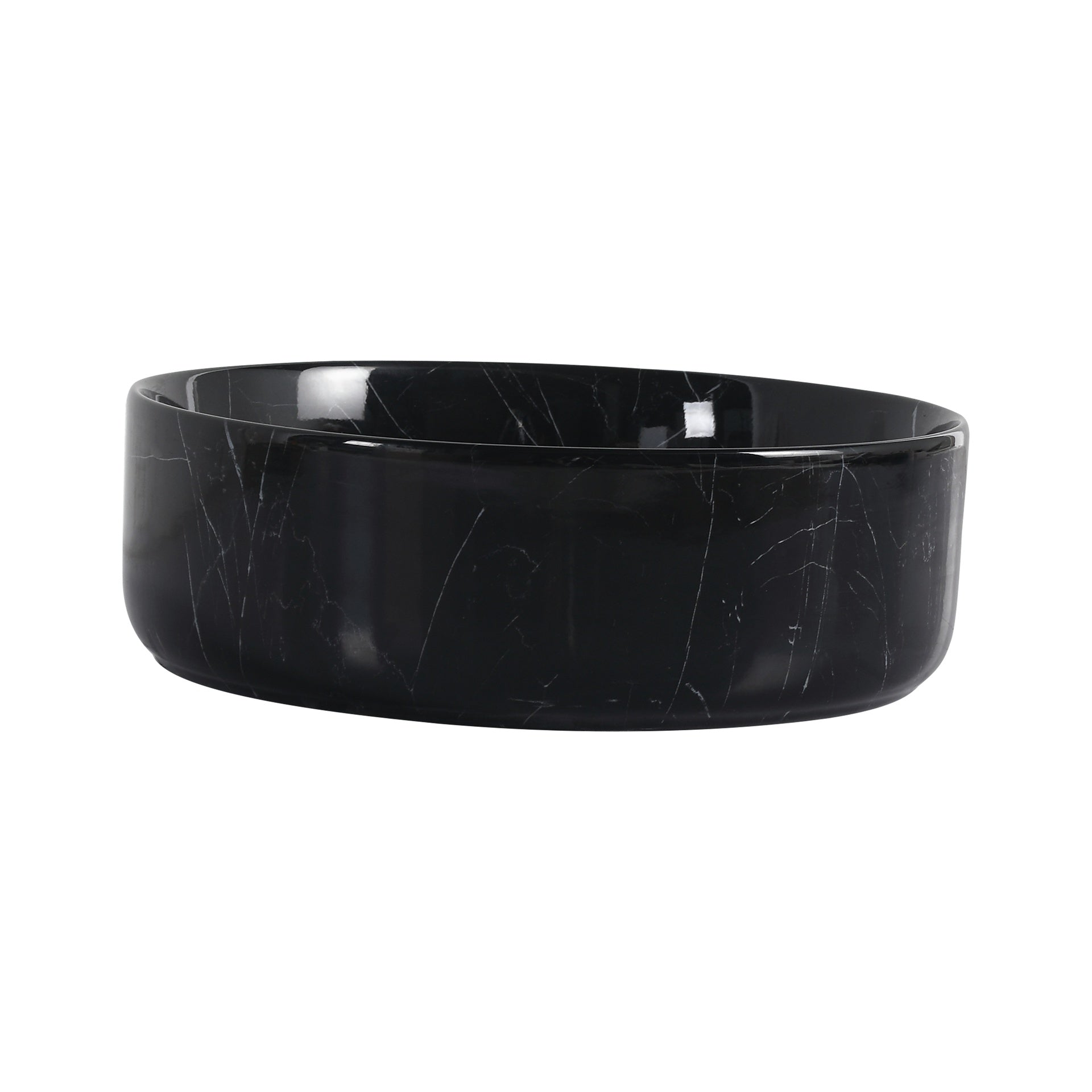 Ceramic Round Above Counter Bathroom Sink Art Basin, Black Background With White Patterns (UNOR B RR)