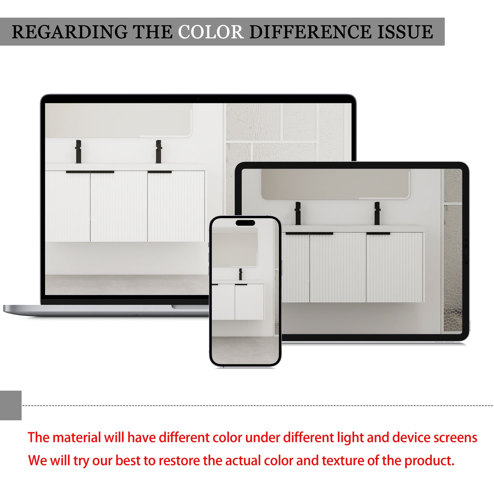 48" Wall Mounted Bathroom Vanity & 3 Soft-Close Doors, KD-Packing ( Excluding Sink )