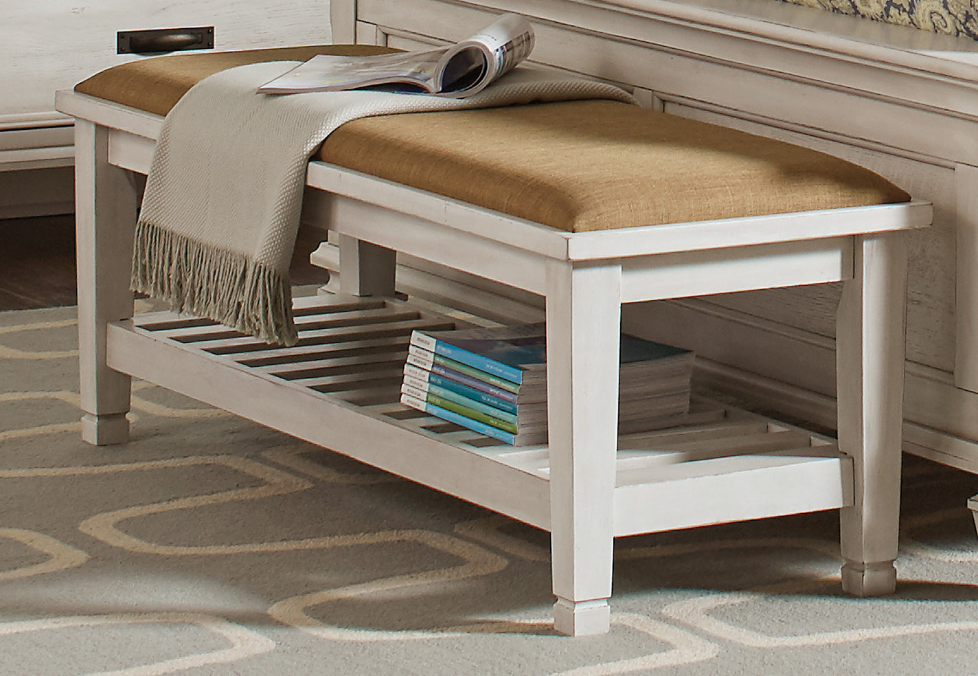 Antique White Bench