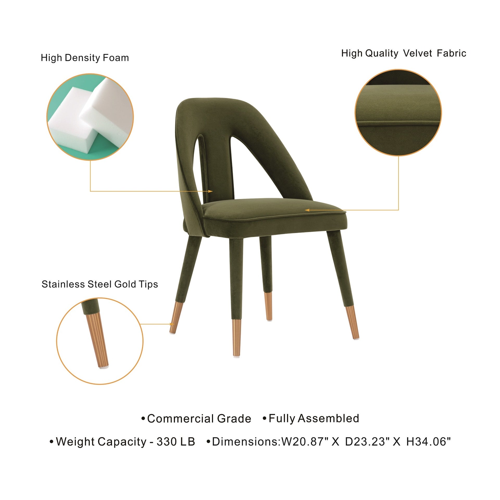 Dining Chair in Olive Green
