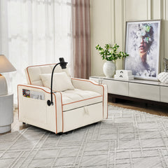 Convertible Sleeper Chair Sofa Bed Adjustable Pull Out Sleeper Chair Bed Multi-Pockets Folding Sofa Bed for Living Room Bedroom Small Space,3-in-1 Sofa Bed