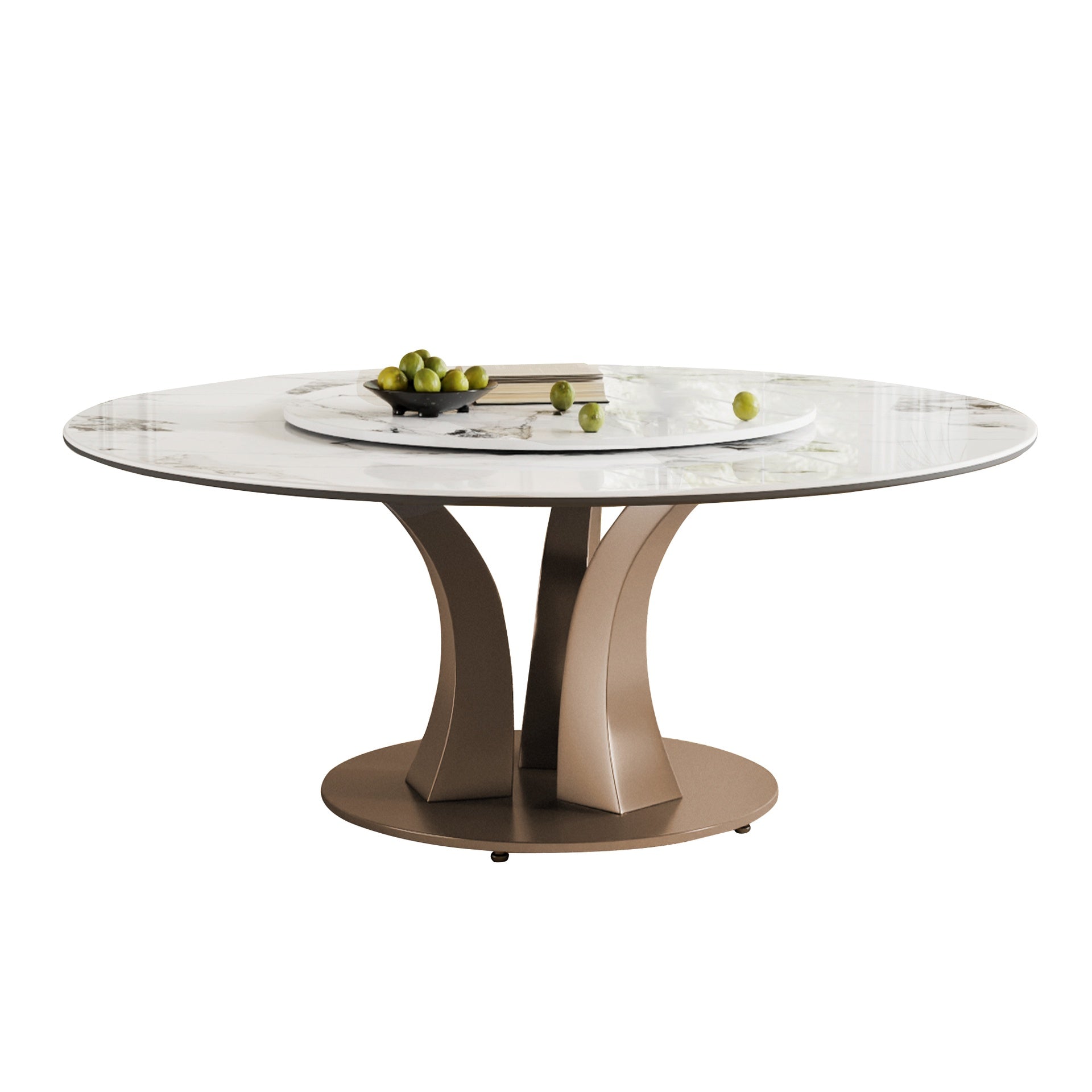 59" Round Dining Table with Rotating Lazy Susan & Heat-Resistant Sintered Stone Top for Dining Room,Kitchen(Table Only)