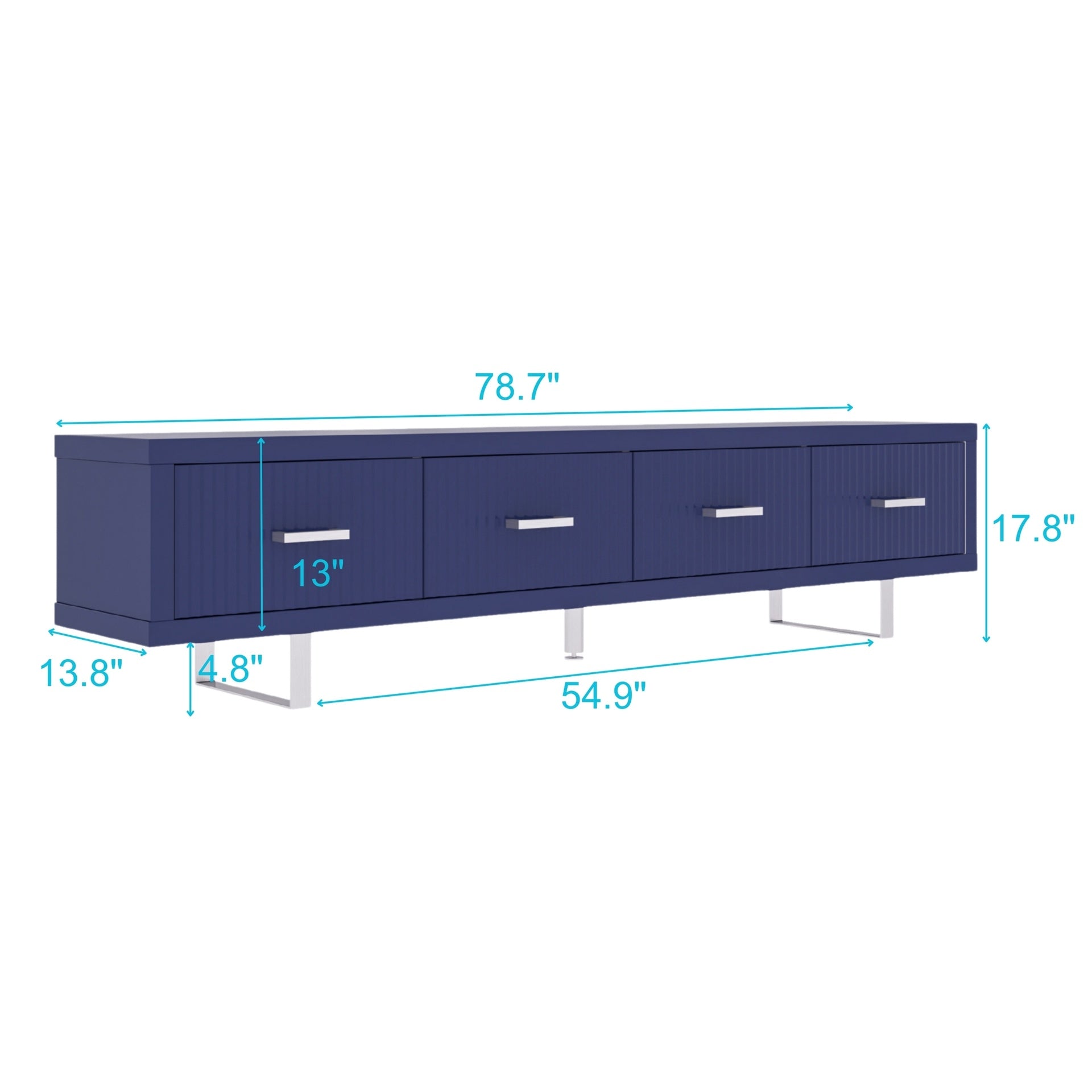 78.7" x 13.8" x 17.8" TV Stand-High Gloss Blue