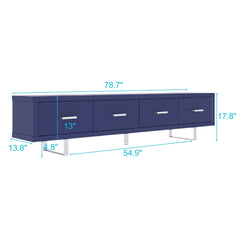 78.7" x 13.8" x 17.8" TV Stand-High Gloss Blue