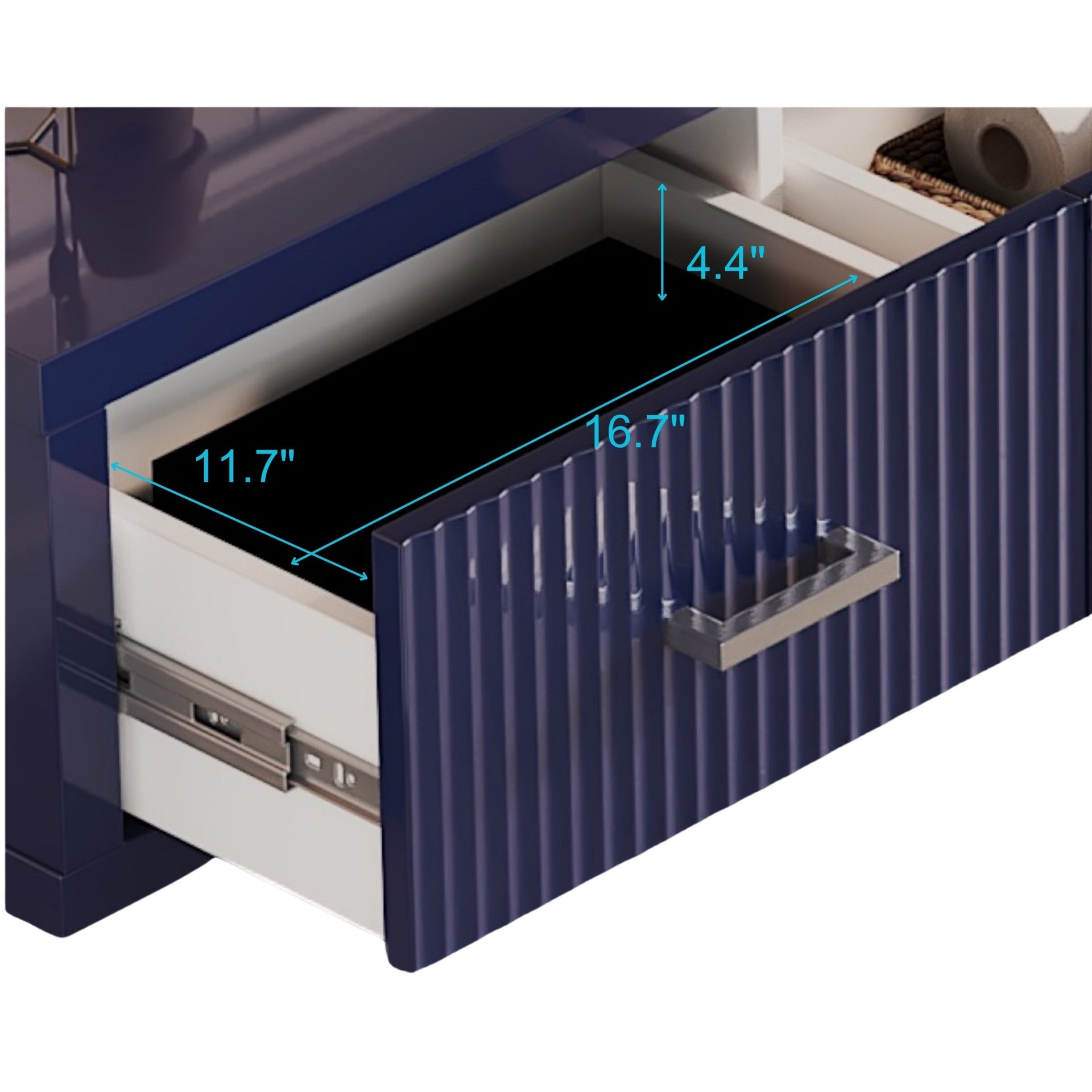 78.7" x 13.8" x 17.8" TV Stand-High Gloss Blue