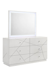 Manhattan Queen 5-Piece Bedroom Set – Modern Design with Lacquer Finish, Geometric Accents, and LED Lighting (CA Inventory)