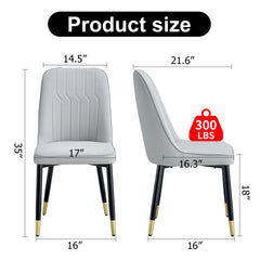 Light gray dining chairs and living room chairs. PU material and metal legs, suitable for kitchen, living room, and dining room, 2 piece set (light gray+PU)C-007W1151118972
