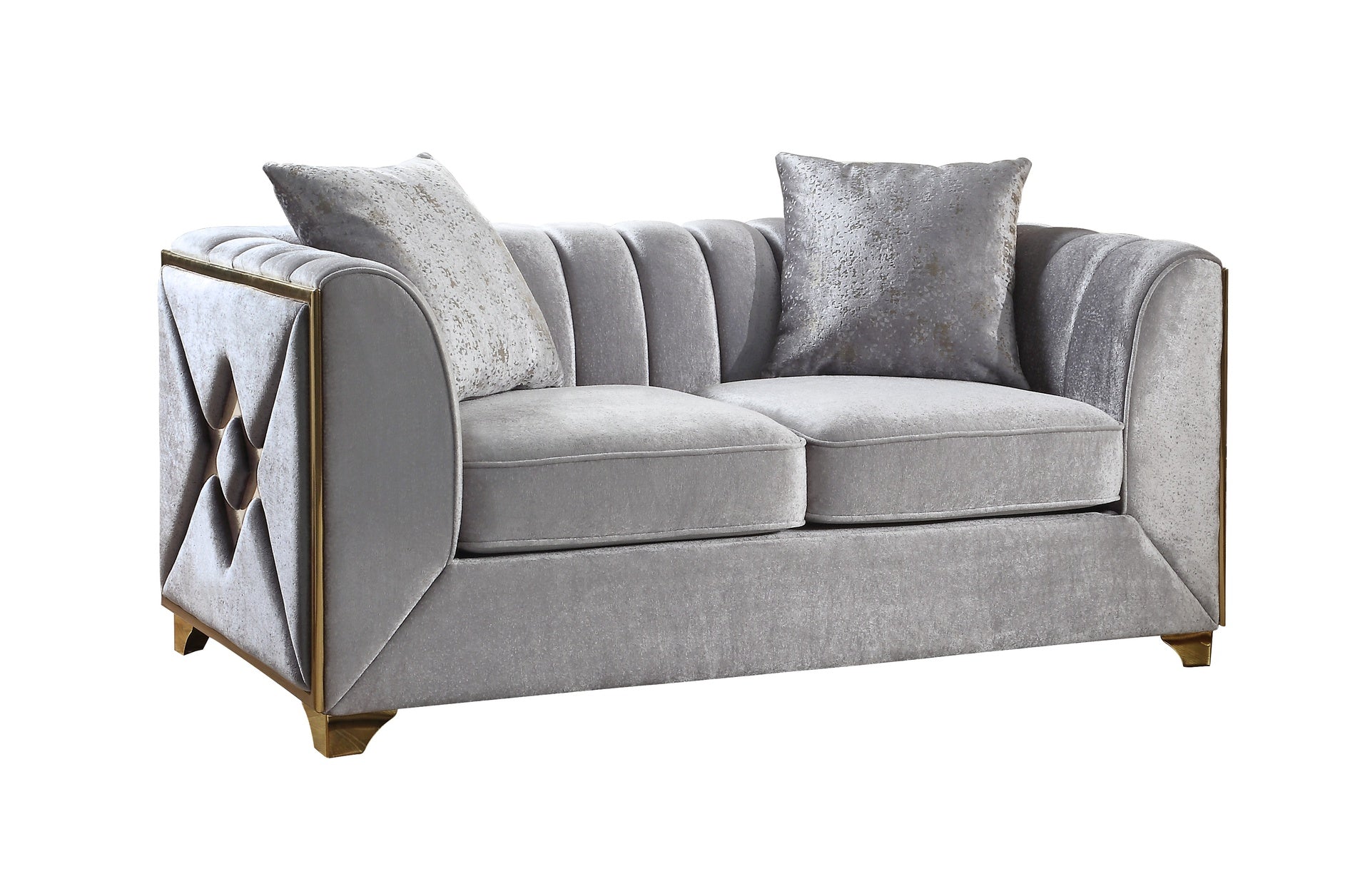 Velencia Modern Style Loveseat in Silver  same as B009139137 (CA inventory)