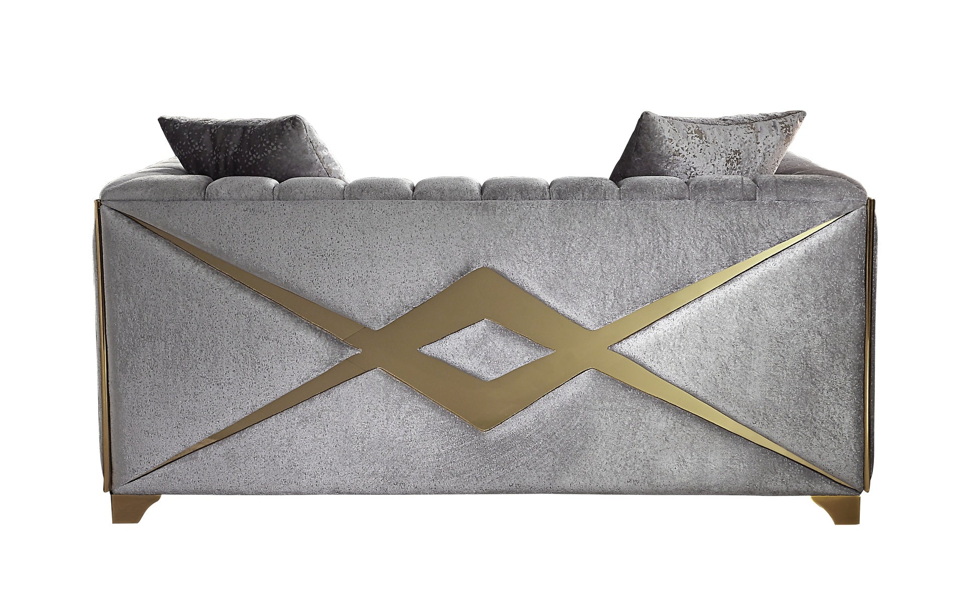 Velencia Modern Style Loveseat in Silver  same as B009139137 (CA inventory)