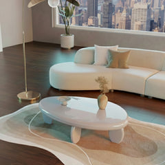 46" x 29" x 12" Modern Cobblestone Coffee Table-High Gloss Gray