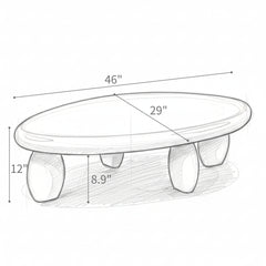 46" x 29" x 12" Modern Cobblestone Coffee Table-High Gloss Gray