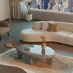 46" x 29" x 12" Modern Cobblestone Coffee Table-High Gloss Gray