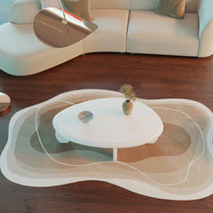 46" x 29" x 12" Modern Cobblestone Coffee Table-High Gloss White