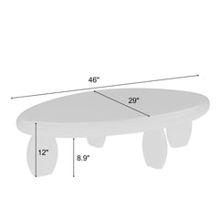 46" x 29" x 12" Modern Cobblestone Coffee Table-High Gloss White