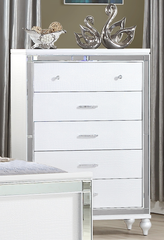 Sterling Mirror Framed 5-Drawer Chest Made With Wood in WHITE Color same as 808857981936 ( CA inventory)